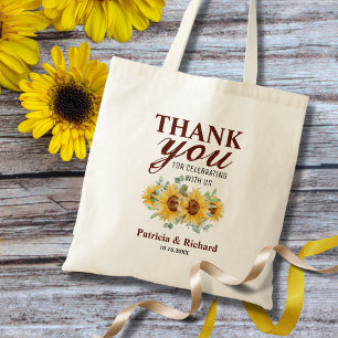 Bolsa Tote Casamento Rustic Sunflower Obrigado A Favor