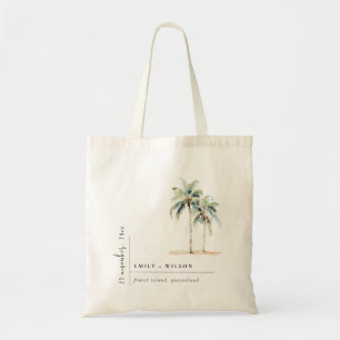 Bolsa Tote Casamento Tropical Mínimo de Palmeiras Aquarelas