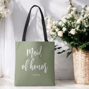 Bolsa Tote Casamento Verde da madrinha de casamento Sage