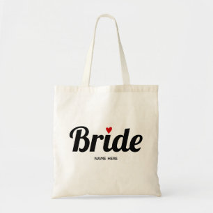 Bolsa Tote Casamento vermelho do coração da tipografia