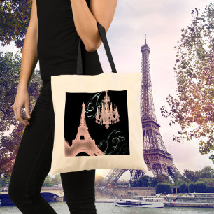 Bolsa Tote Casamento vintage de Chandelier Torre Eiffel Paris