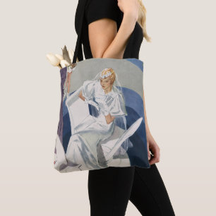 Bolsa Tote Casamento Vintage, Noiva Art Déco Moderna de Meado