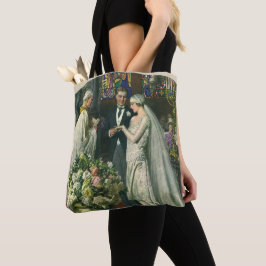 Bolsa Tote Casamento vintage, noiva e noiva com Menorah