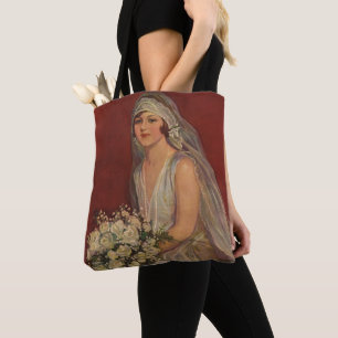 Bolsa Tote Casamento Vintage, Retrato Nupcial de Noiva Vitori