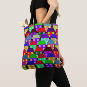 BOLSA TOTE CASAS COMUNIDADE LAR COLORIDO