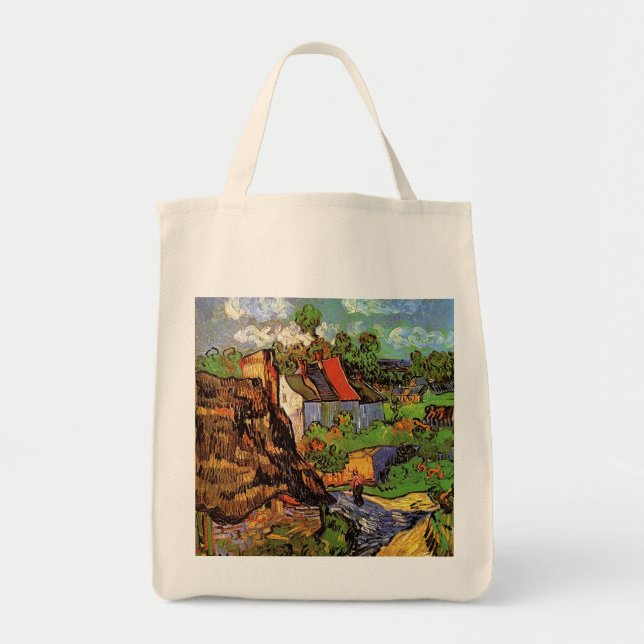 Bolsa Tote Casas em Auvers, Vincent van Gogh. Aldeia (Frente)