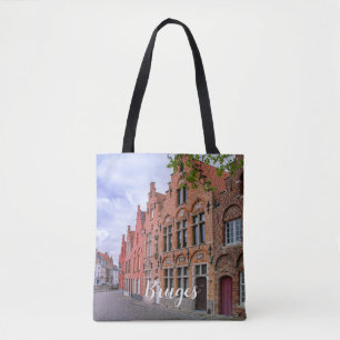 Bolsa Tote Casas medievais de tijolos coloridos em Bruges, Bé