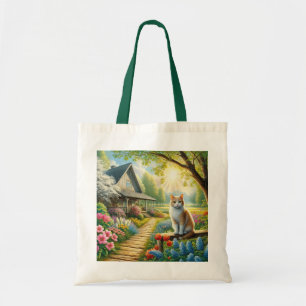 Bolsa Tote Casca de primavera/jardim e gato