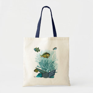 Bolsa Tote Cascas e Corais Azuis de Peixe