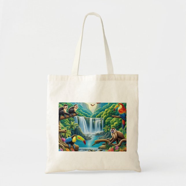 Bolsa Tote Cascata tropical da floresta tropical úmida (Frente)
