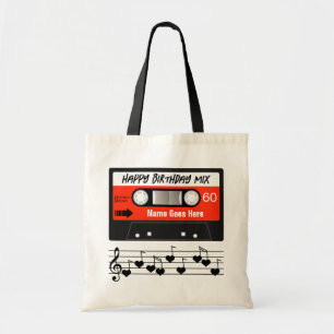 Bolsa Tote Cassete Vermelho da Mixtape de Aniversário Feliz P
