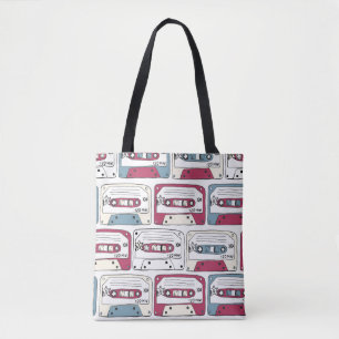 Bolsa Tote Cassetes de Música Retroativa: Padrão de Fundo Roc