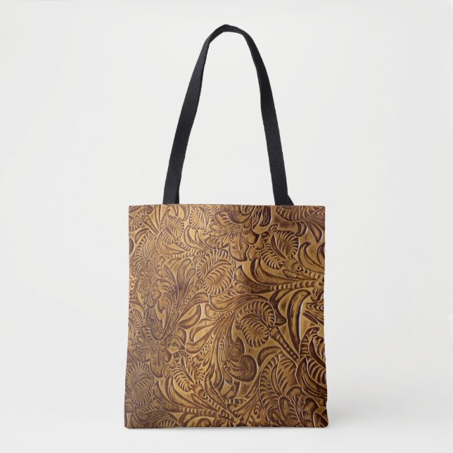 Bolsa Tote Castanho Arrancado com Couro Faux (Frente)