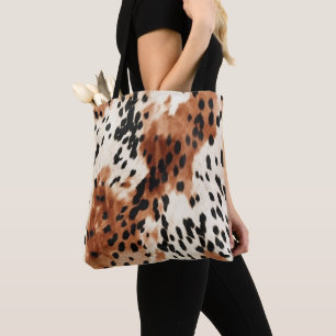 Bolsa Tote Castanho-Creme-Animal Cowhide