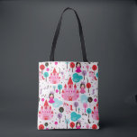 Bolsa Tote castelo da princesa infantil e unicórnio<br><div class="desc">Crianças sem costura princesa castelo e padrão de fundo de ilustração unicórnio no vetor © e ® Bigstock® - Todos os Direitos Reservados.</div>