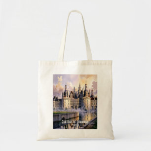 Bolsa Tote Castelo de Chambord Loire França Aquarela