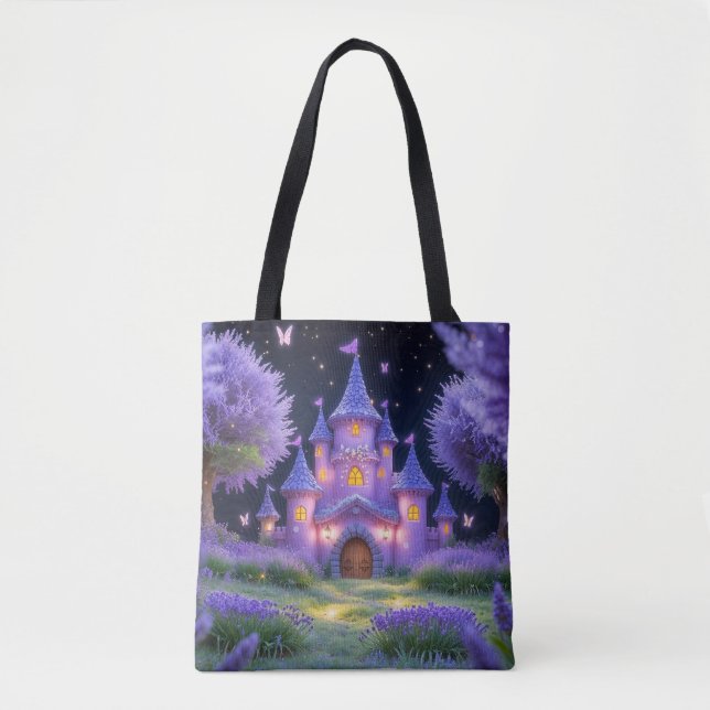 Bolsa Tote Castelo de Fada da Lavanda Oculta (Frente)