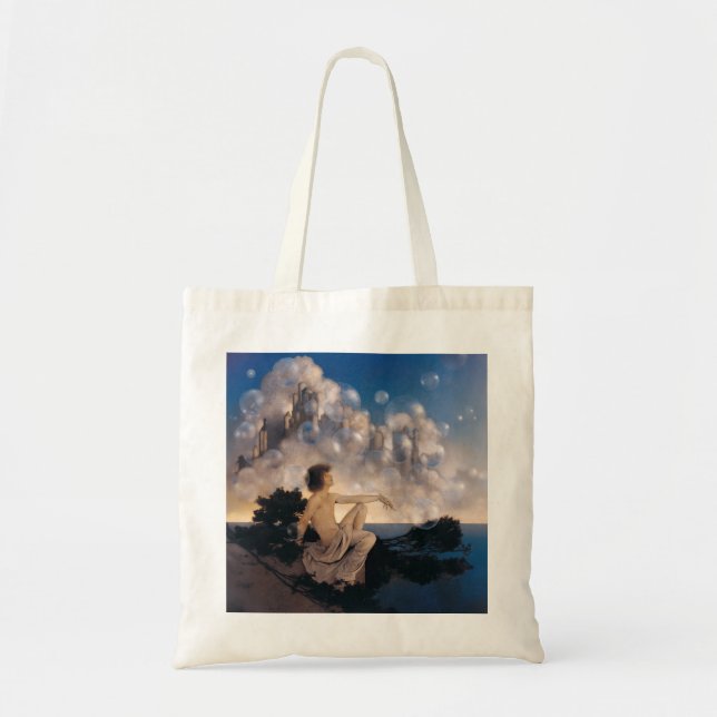 Bolsa Tote Castelos no Ar de Maxfield Parrish 1904 Fantasia V (Frente)