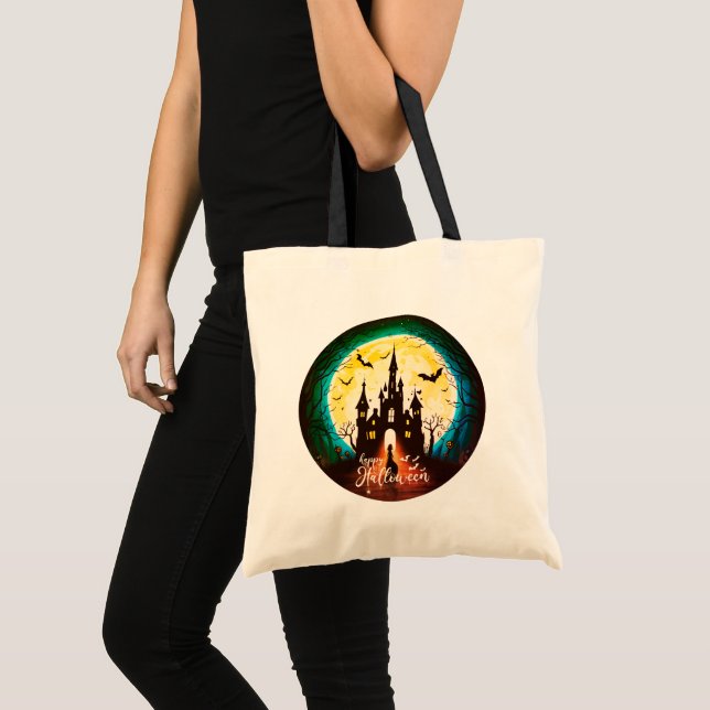 Bolsa Tote Castle Haunted Happy Halloween Creepy (Frente (produto))