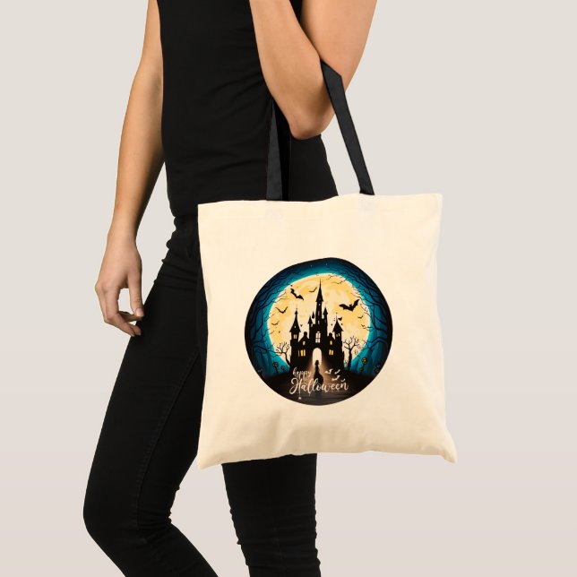 Bolsa Tote Castle Haunted Happy Halloween Creepy (Frente (produto))