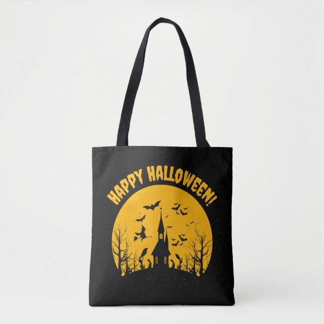Bolsa Tote Castle Haunted Happy Hallowen (Frente)