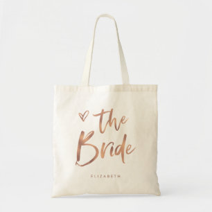 Bolsa Tote Casual Script   Rosa de chic Dourado Bride