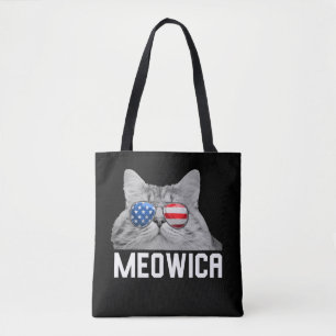 Bolsa Tote Cat 4 de julho Men Women USA American Flag