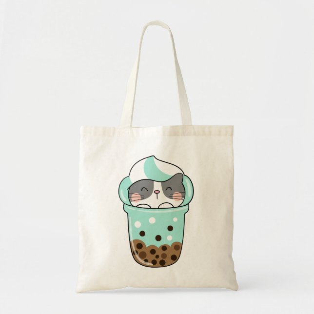 Bolsa Tote Cat Bubble Tea (Frente)