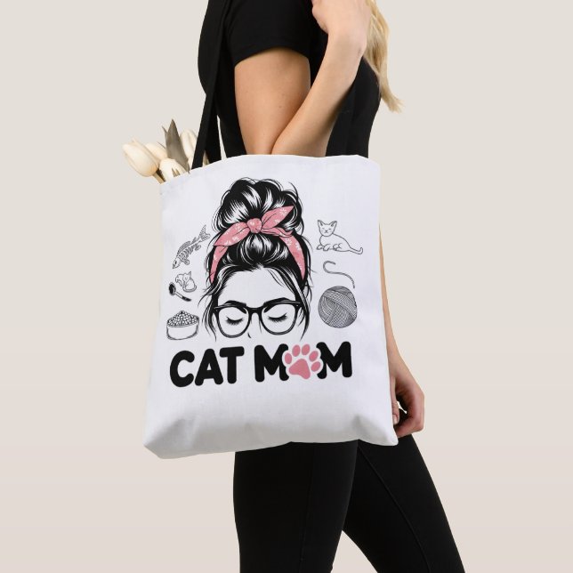 Bolsa Tote "Cat Mom" Funny Cute Cat Lover Women (Close Up)