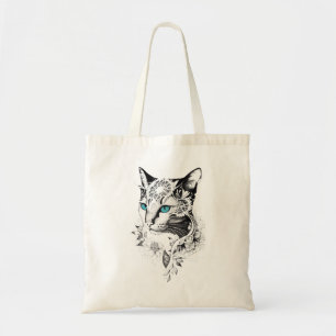 Bolsa Tote Cat Pet Animal Nature Ilustração Arte Tatuagem