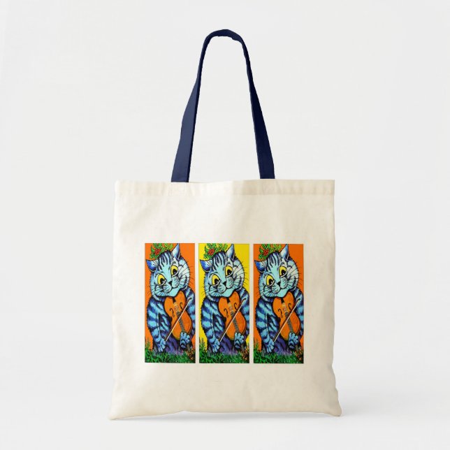 Bolsa Tote Cat(s) tocando violino por Louis Wain (Frente)
