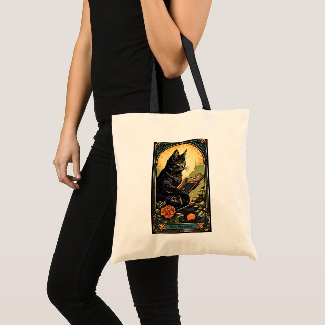 Bolsa Tote Cat Tarot Card O Leitor Design (Frente (produto))