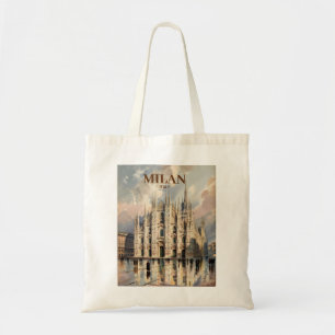 Bolsa Tote Catedral de Milão Duomo di Milano Aquarela Vintage