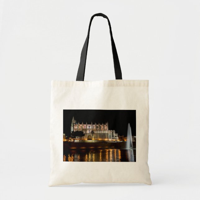 Bolsa Tote Catedral de Palma de Maiorca à noite - Espanha (Frente)