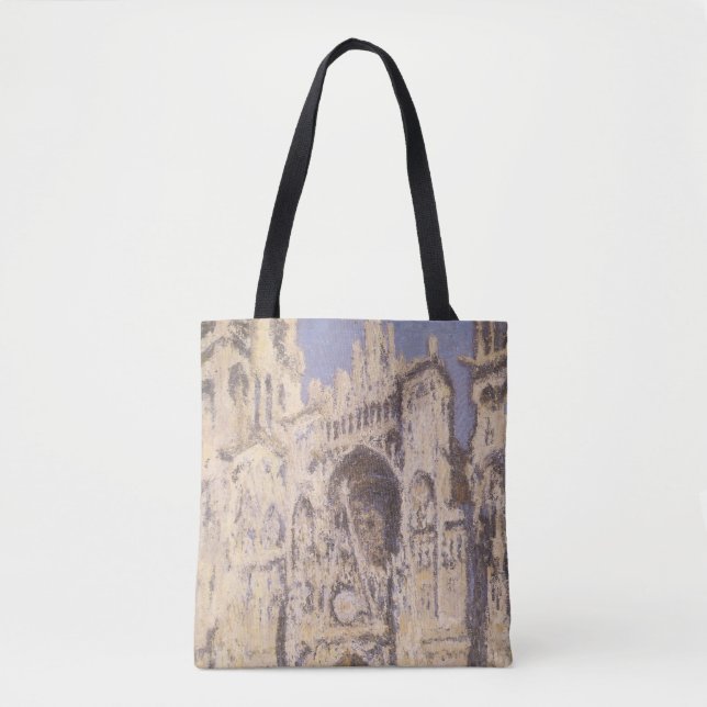 Bolsa Tote Catedral de Rouen, Harmony Blue Dourado por Claude (Frente)