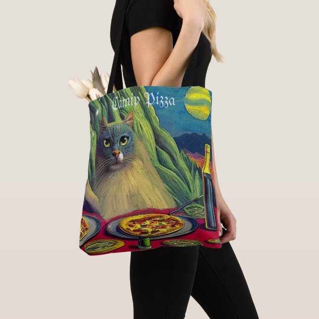 Bolsa Tote Catnip Pizza (2 caras): (Close Up)