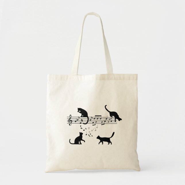 Bolsa Tote Cats Reproduzindo Notas de Música (Frente)