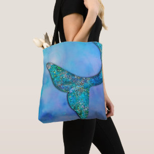 Bolsa Tote Cauda de sereia do oceano cintilante encantada