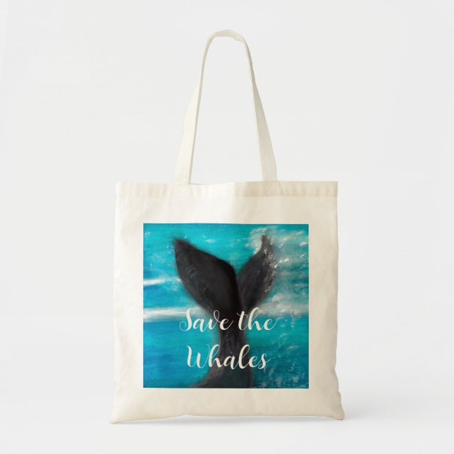 Bolsa Tote Cauda de uma baleia - Salve as baleias (Frente)
