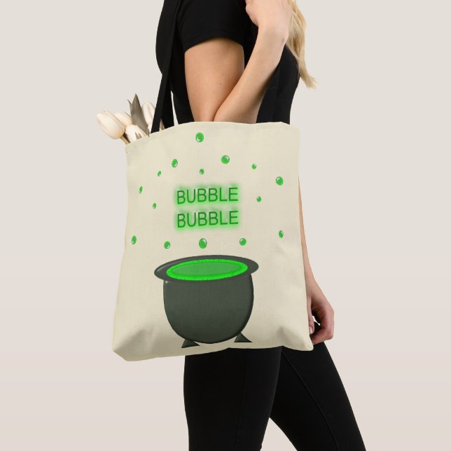 Bolsa Tote Cauldron e Bubbling Green Brew Halloween (Close Up)