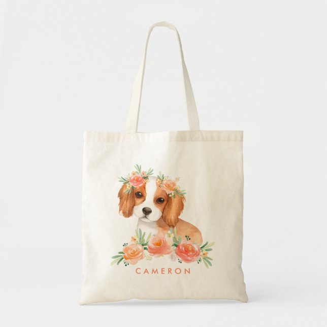 Bolsa Tote Cavaleiro Cavalier Rei Charles Spaniel Laranja Flo (Frente)