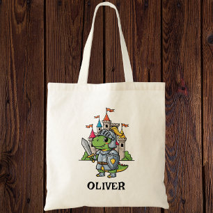 Bolsa Tote Cavaleiro Dinossauro de Desenho Animado Fofo em Ar