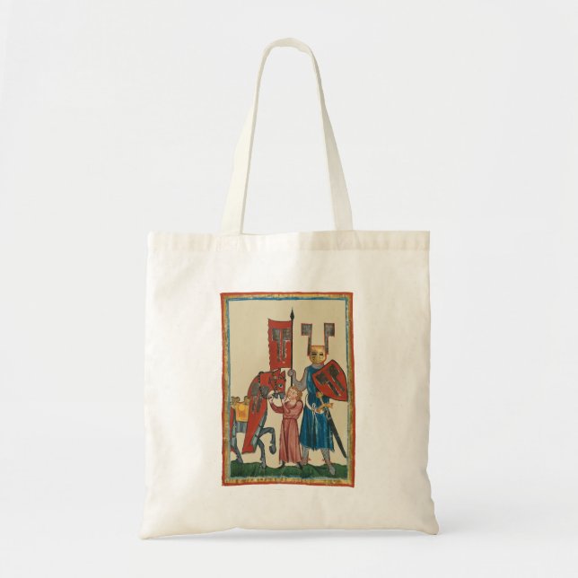 Bolsa Tote Cavaleiro e Esquadrão, Arte Medieval do Século 14 (Frente)