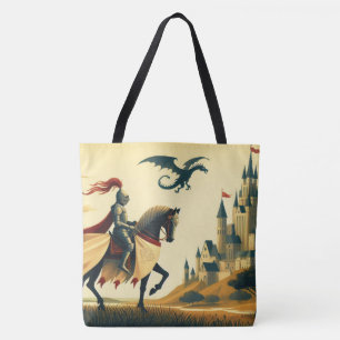 Bolsa Tote Cavaleiro Medieval/dragão/fantasia do castelo