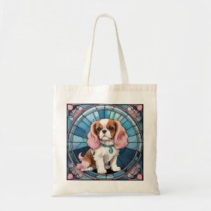 Bolsa Tote Cavalier Cute King Charles Pastel StainGlass
