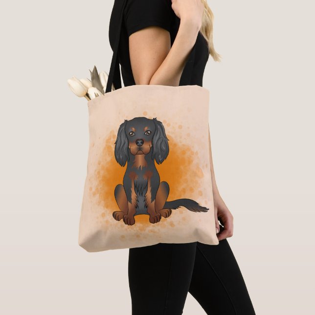 Bolsa Tote Cavalier King Charles de cor preta e acastanhada e (Close Up)