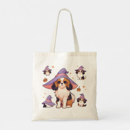 Bolsa Tote Cavalier King Charles pastel chapéu de halloween