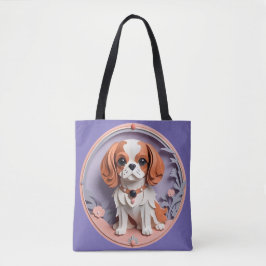 Bolsa Tote Cavalier King Charles Purple Pastel Cutando Papel