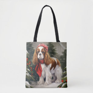 Bolsa Tote Cavalier King Charles Spaniel Cachorro Natal