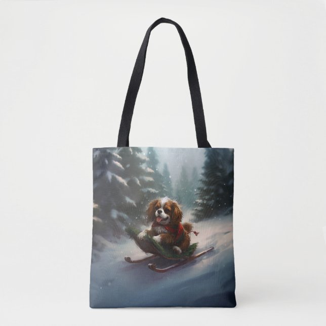 Bolsa Tote Cavalier King Charles Spaniel  Neve de Natal (Frente)